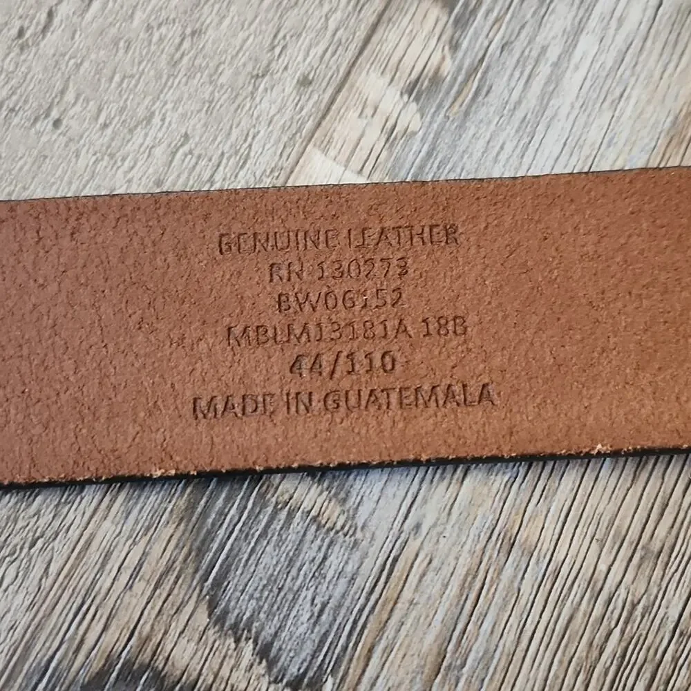Wrangler Mens Brown Tooled Leather Belt 44/110 Eagle Brass Buckle Western Cowboy
